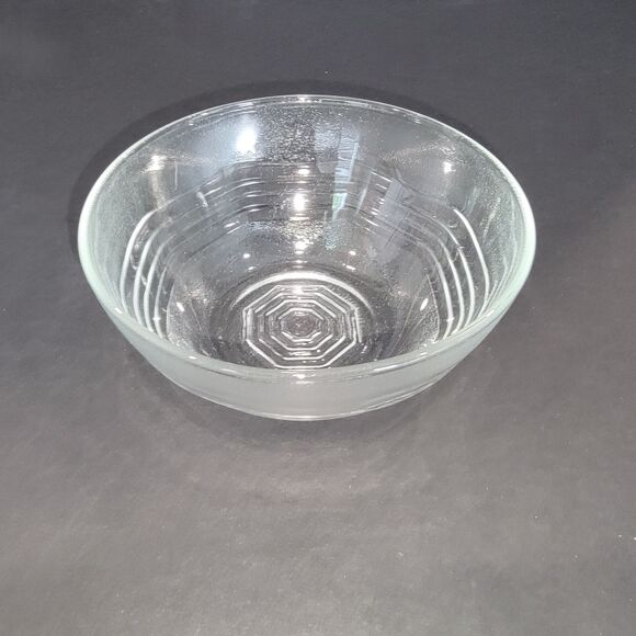 Vintage KIG of Indonesia Clear Glass Smooth & Textured Octagon Design Bowl 5" - Picture 9 of 9
